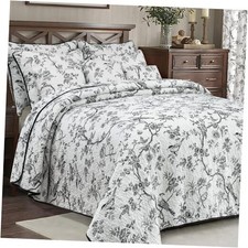 100 Cotton Quilt Size Bird Bedding Set Double Printing Lightweight King Black