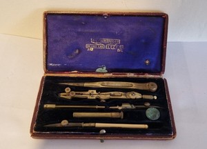 Vintage Jackson Bros Ltd Leeds Brass Drawing/Drafting/Compass Set - Boxed