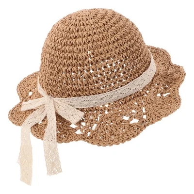 Chapeau De Plage Paille Pour Tout-petit Chapeaux Soleil À Larges Bords - Photo 1/4