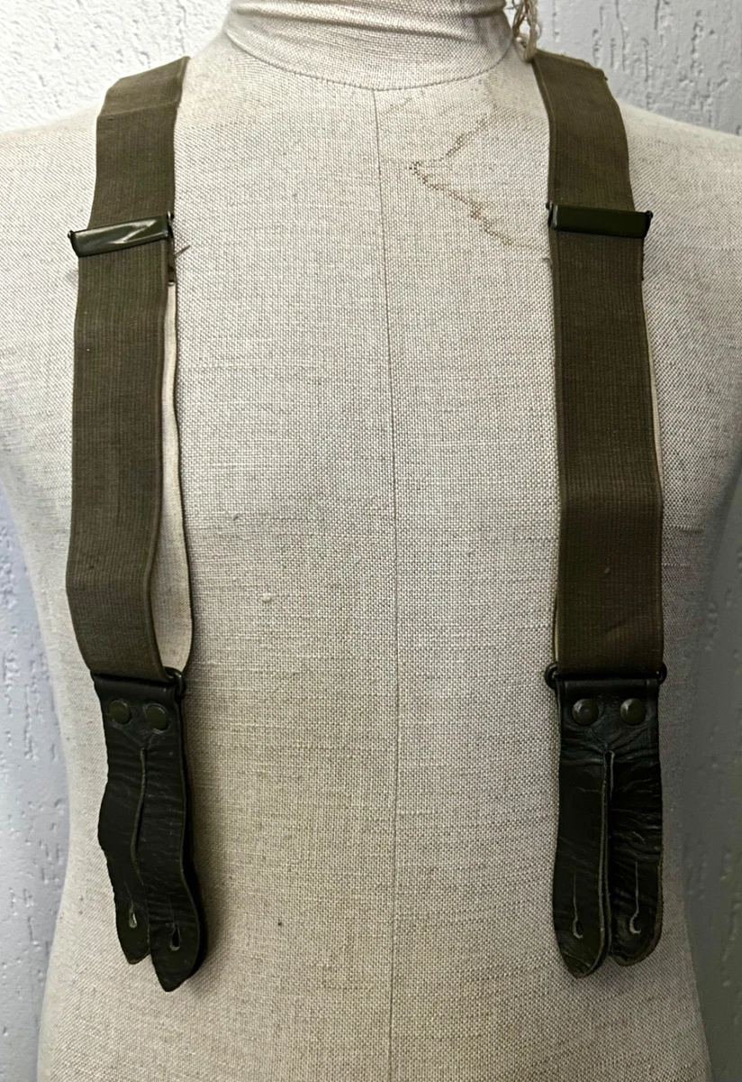 Bretelle Uomo Vintage Y-Back In Pelle Regolabili - Bronson, Colore Kaki - Foto 5