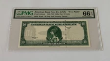AMERICAN BANK NOTE CO- 1929 "TEST NOTE " 10 UNITS - SPECIMEN -GEM UNC 66 EPQ