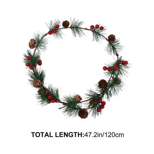 Guirnalda de Navidad colgante de ratán simulación bayas rojas rama de pino decoración - Imagen 4 de 12