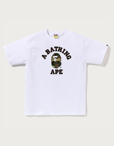 BAPE Glitch Woodland Camo College Tee Mens 1M30-110-031 XL Short Sleeve T-Shirt