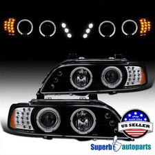 Fits 2001-2003 Bmw E39 Signal Led Halo Projector Head Lights Black Replacement Fits 2001-2003 Bmw E39 Signal Led Halo Projector Head Lights Black Replacement