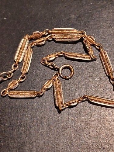 14" Pocket Watch Chain Gold Filled Two Tone - Picture 7 of 12