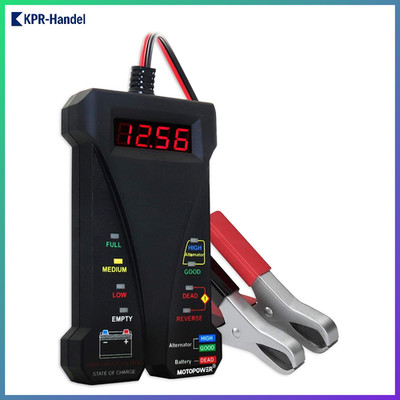 Digitale Batterietester 12V mit LCD-Display und LED-Anzeige - Schwarz
