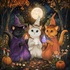 Halloween Diamond Art Kits for Adults- Halloween Cat Diamond Painting Kit for Wa