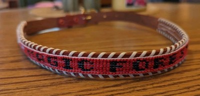 NOS Magic Forest Lake George NY Novelty Beaded Leather Belt Kids Youth Adult 28''