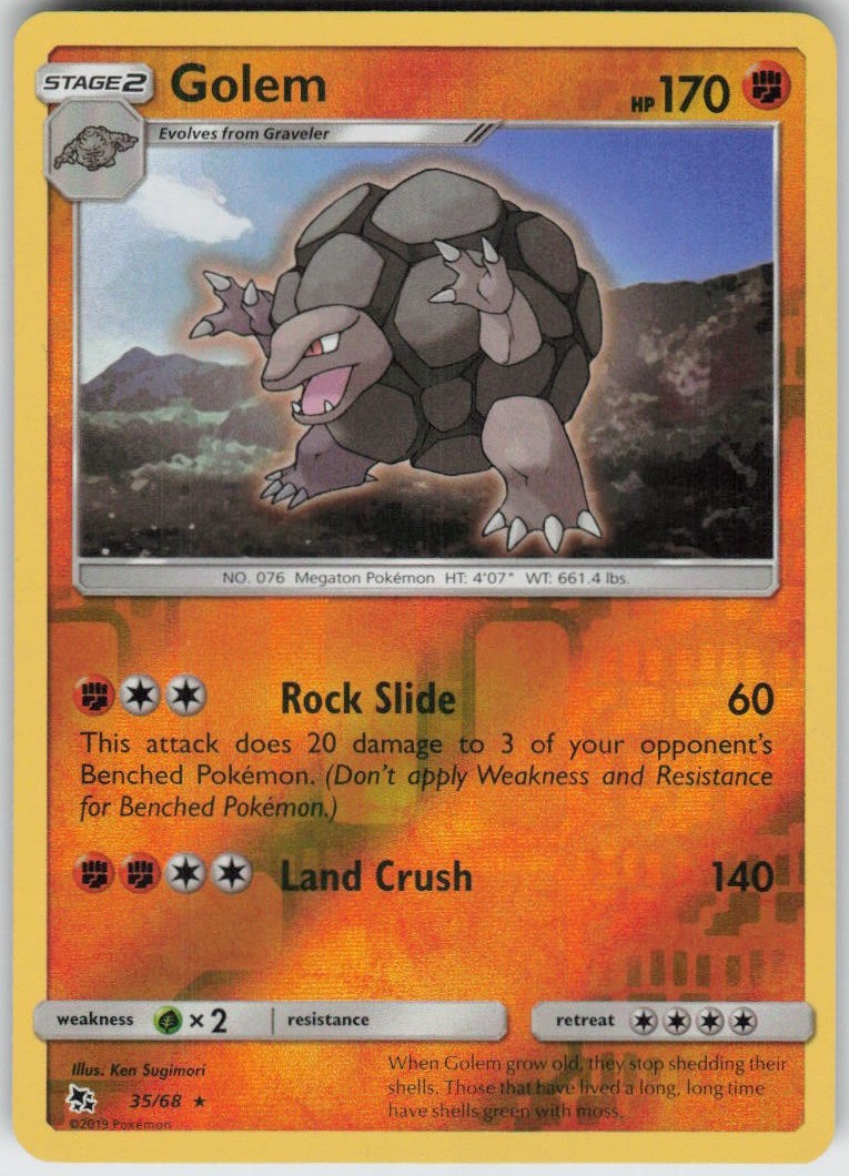 Reverse Holo Golem 35/68 Rare Hidden Fates Near Mint