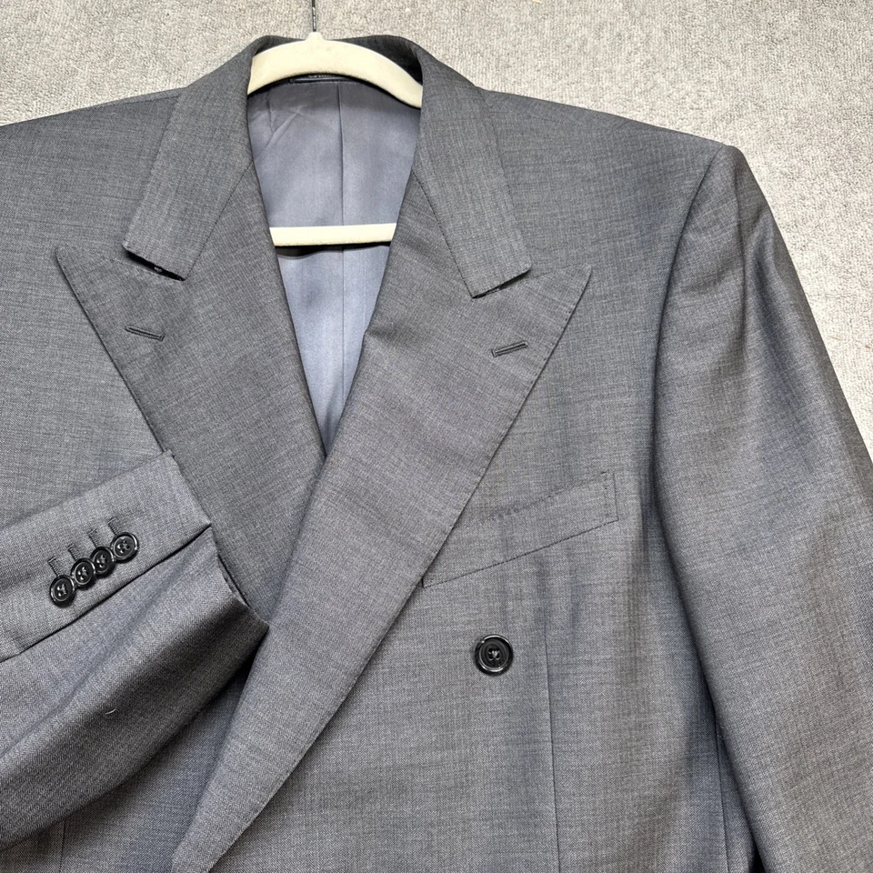 Traje de Lana Trofeo Ermenegildo Zegna Para Hombres Gris Doble Pecho 38R Hecho en Italia Foto 2 de 4