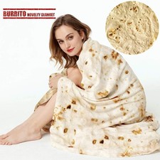 Burrito Tortilla Throw Blanket, 2.0 Double Sided Burritos Taco 47in, Yellow