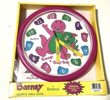 Barney Vintage 1993 Wall Clock Backyard Gang Teach Me Time With Baby Bop Sealed