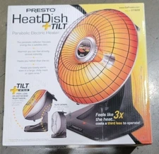 Presto Heat Dish + Plus Tilt Parabolic Electric Heater RADIATION NEW NIB SEALED