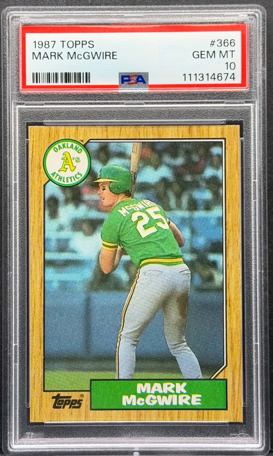 1987 Topps Baseball - Mark McGwire Rookie Card #366 RC - Graded PSA 10 GEM MINT