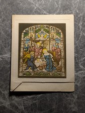 Christmas Card Vintage St Anthonys Guild Nativity Stained Glass Paterson NJ
