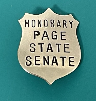 Honorary Page State Senate Badge Silver Tone Small Size about 1.5'' high