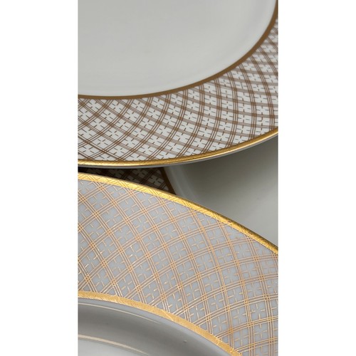 Juego de 4 platos de cena de 10 1/4" dorados y blancos de colección 1985 Fitz and Floyd Dynasty - Imagen 11 de 15