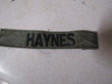 MILITARY PATCH US ARMY NAME TAPE TAG SEW ON FOR BDUS OLDER COMBAT USED HAYNES