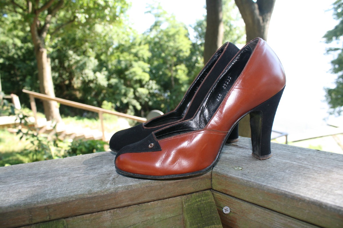 VTG 40s 50s PinUp Two Tone SWING SHOES Heels 5.5 - 6 | eBay