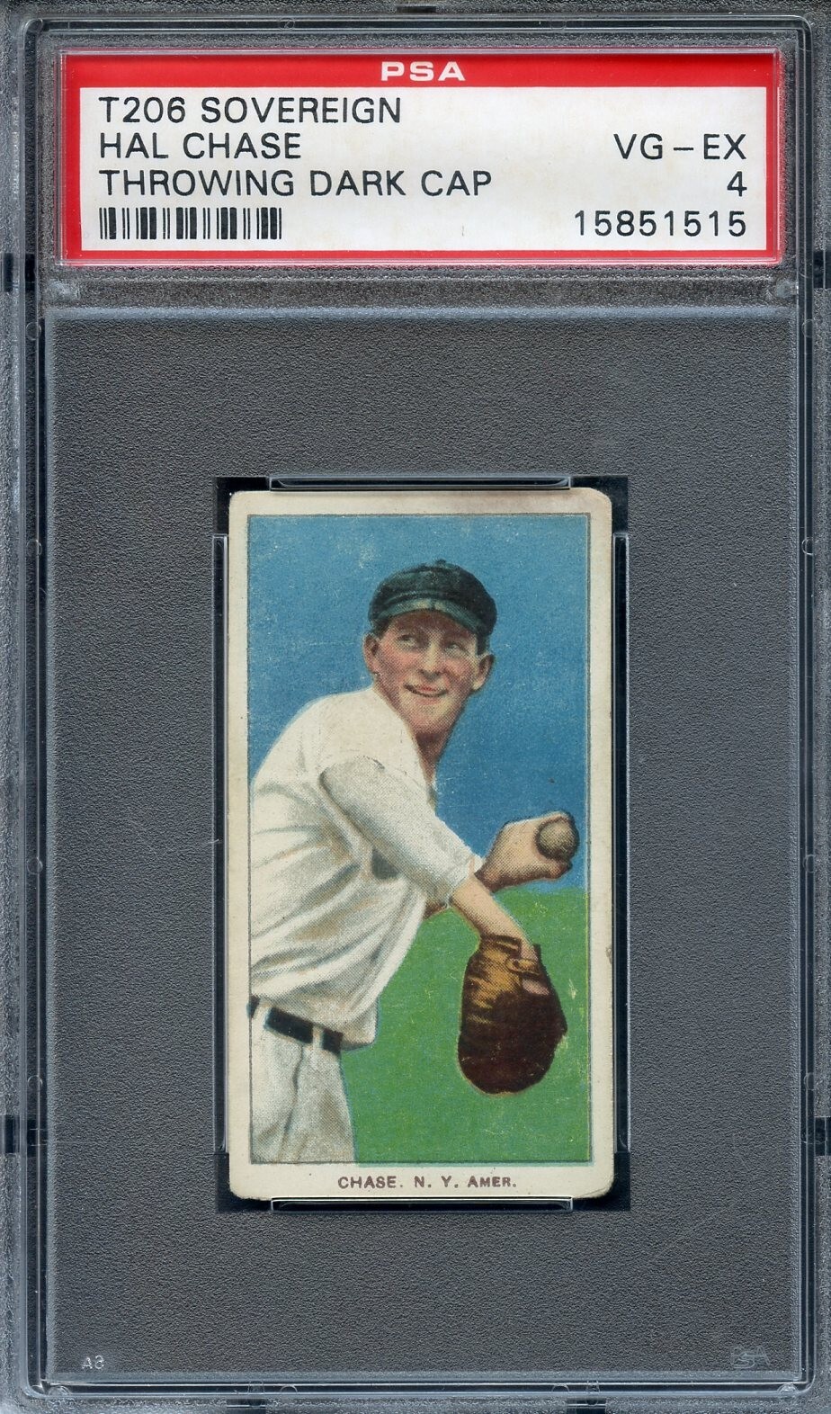1909-11 T-206 Hal Chase PSA 4 Throwing Dark Cap Sovereign Back HOF NY Yankees