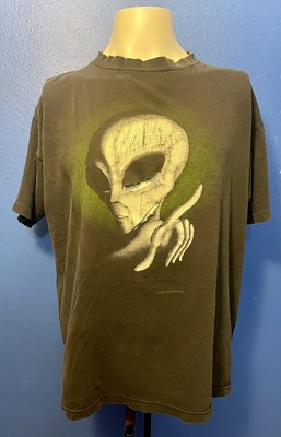 Vintage 1995 FASHION VICTIM “ALIEN FACE” Distressed Black T Shirt