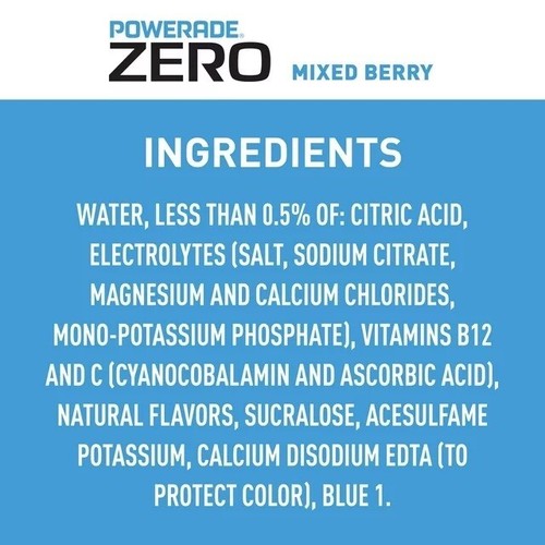 Powerade ZERO MIXED BERRY Sports Drink 0 Cal Enhanced Electrolytes 28Oz (10 Pack