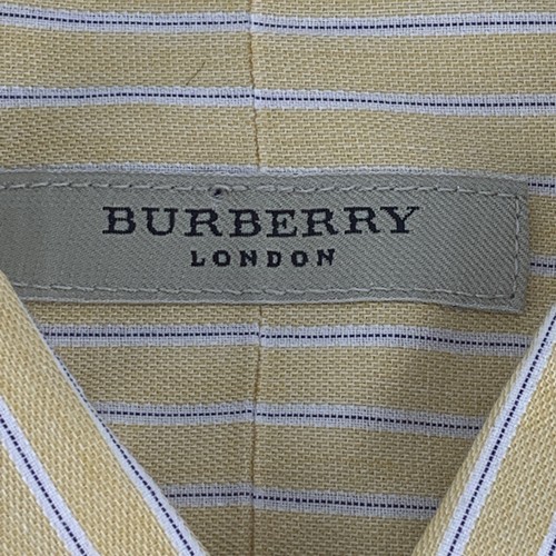 Men's Burberry London French Cuff Dress Shirt Yellow Striped 161/2 R Made In USA - Picture 2 of 9