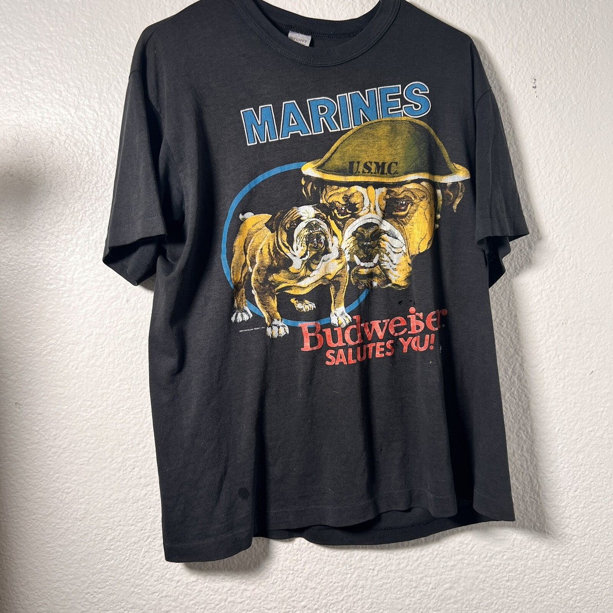 80’s USMC × Budweiser Print T-Shirt Vintage 1980s Budweiser Marines T Shirt XL | eBay