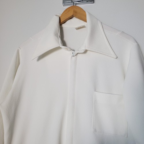 Le Voy's White Jumpsuit L Disco Party Vtg 1970s One Piece Belted Full Zip - Picture 5 of 19
