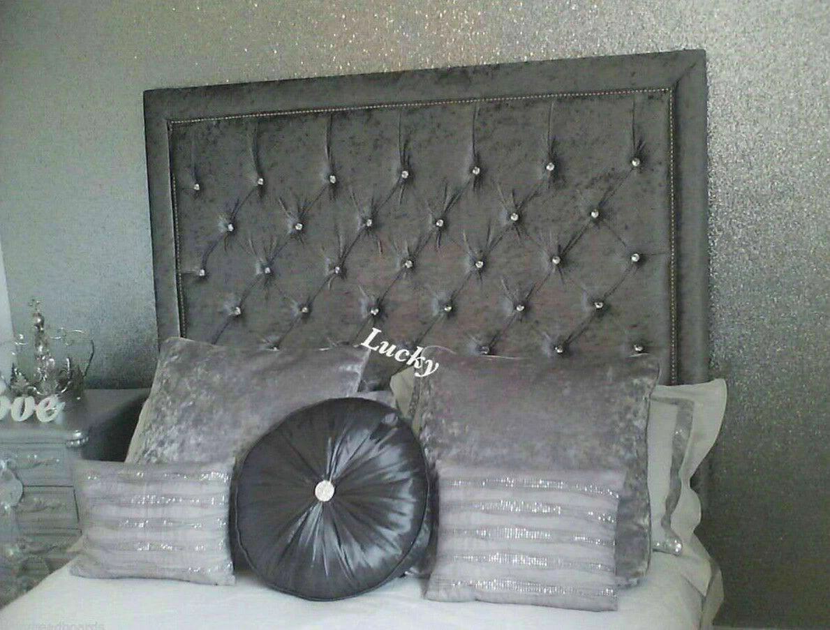 Tall crushed velvet headboard deals
