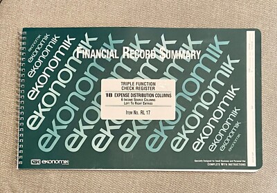MOVING SALE! Ekonomik RL17 Check Registry 18 Expense Colm. on Right Green Ink