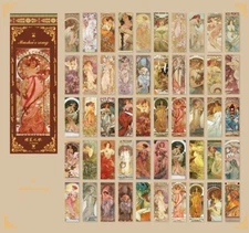 50 Pages Mini Sticker Book, Small Vintage Prints, Mucha,Journaling, Junk Journal
