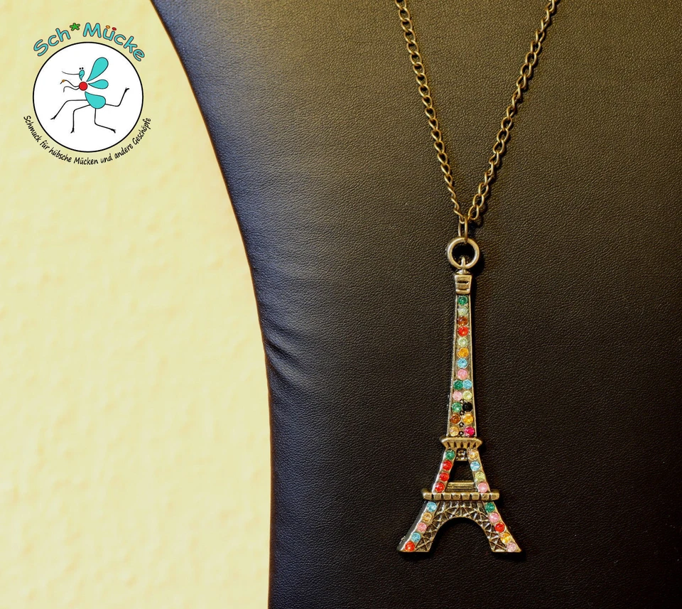 Halskette Anhänger Eiffelturm Vintage Amulett Glücksbringer Geschenkidee Rarität - Bild 2 von 2