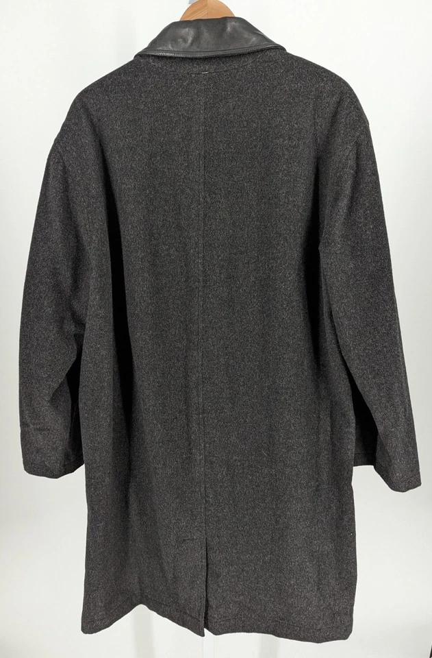 Ermenegildo Zegna 复古皮革领炭灰色羊毛大衣夹克 50 意大利 — 第 2/4 张图片