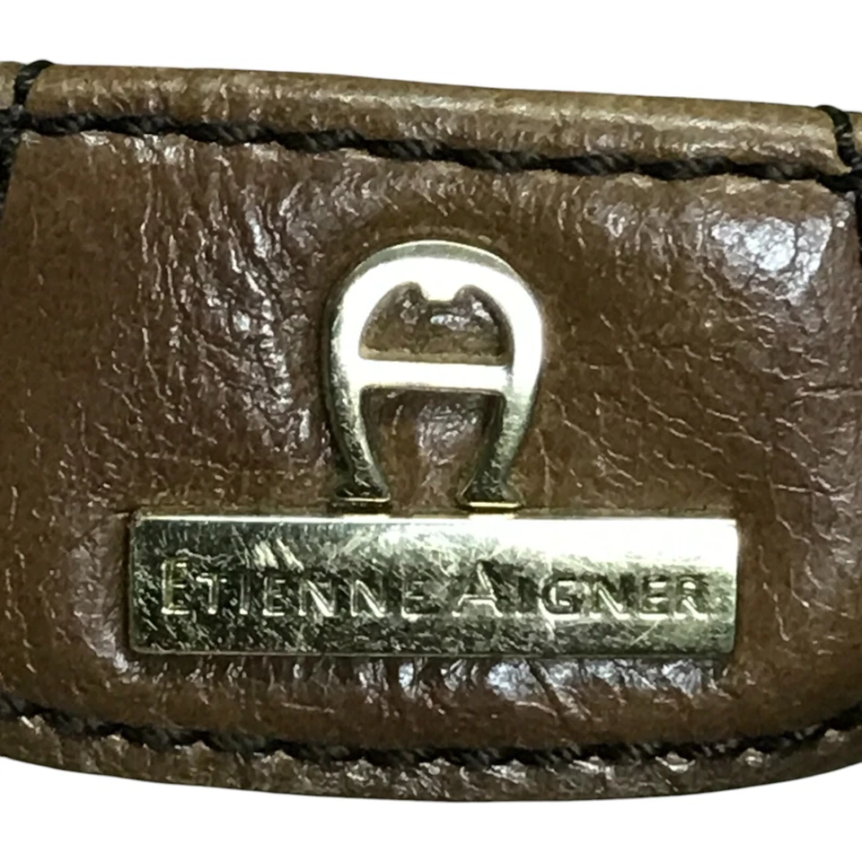 Etienne Aigner Shoulder Bag Beige Floral Print Womens Canvas Leather Strap - Image 4 of 4