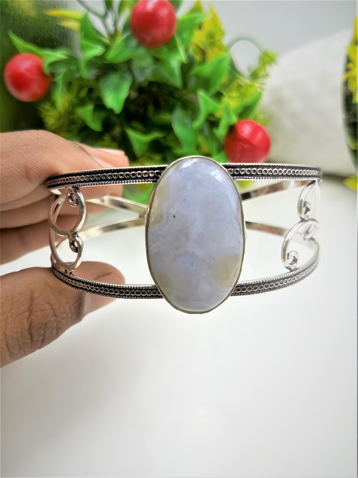 Rainbow moonston Bangle 925 Sterling Silver Gemstone Bangle Gift For Her