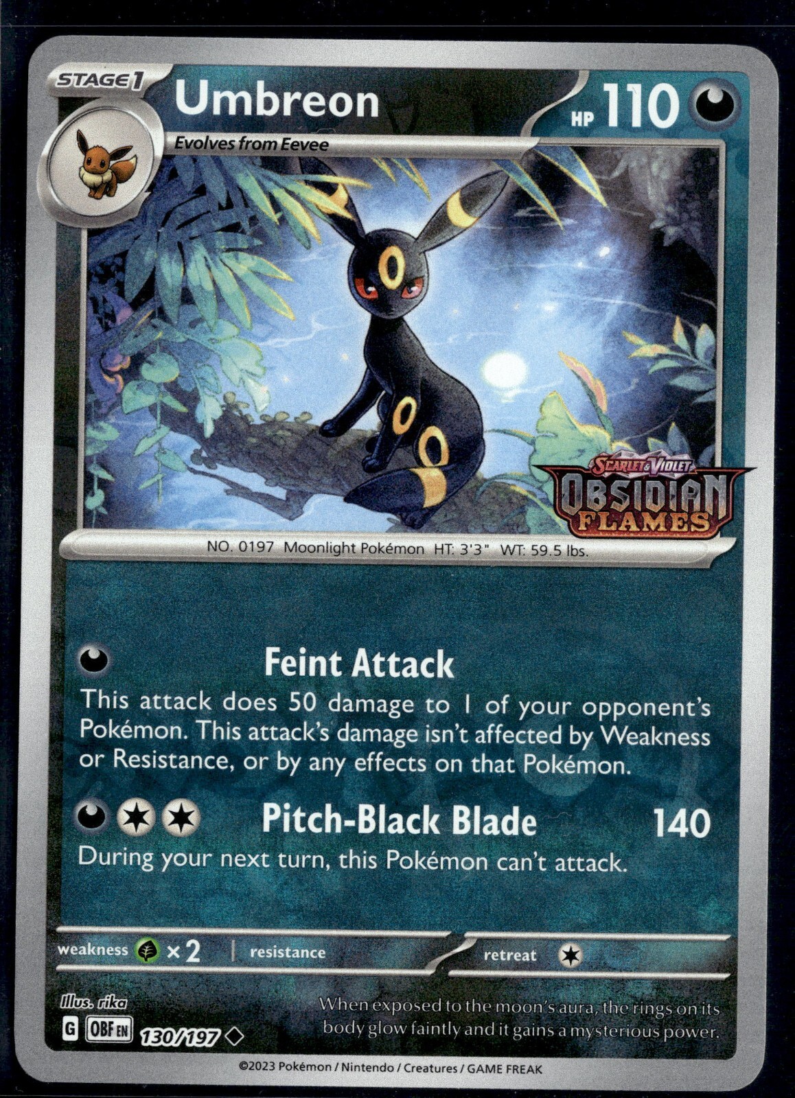 Umbreon 130/197 Obsidian Flames Stamp Stamped Reverse Holo Europe Promo Pokemon