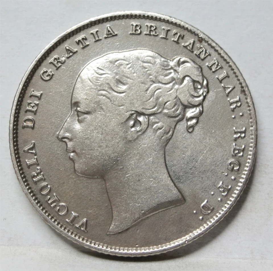 GREAT BRITAIN UK England 1 shilling 1855 AU Queen Victoria Silver CLEANED #B05 - Image 2 of 4