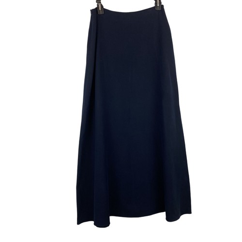 Lauren Ralph Lauren Preppy Western Old Money Classic Chic Navy Silk Long Skirt 8 - Picture 2 of 8