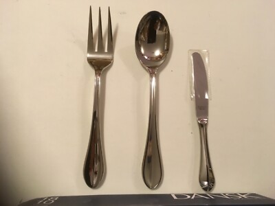 Dansk Cafe Floral  Flatware 3 piece Setting Service New in Box 18/10 first Q