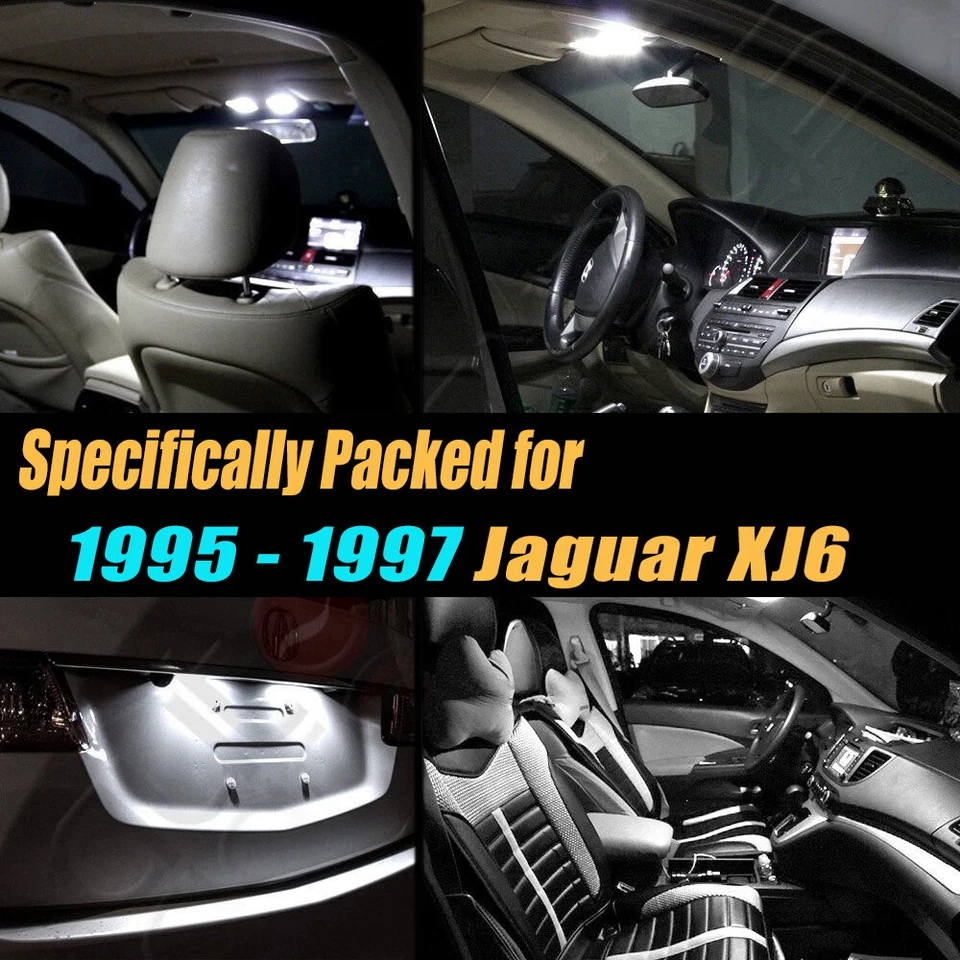 Paquete de kit de bombillas LED interiores súper blancas para auto de 12 piezas para Jaguar XJ6 1995-1997 Foto 2 de 4