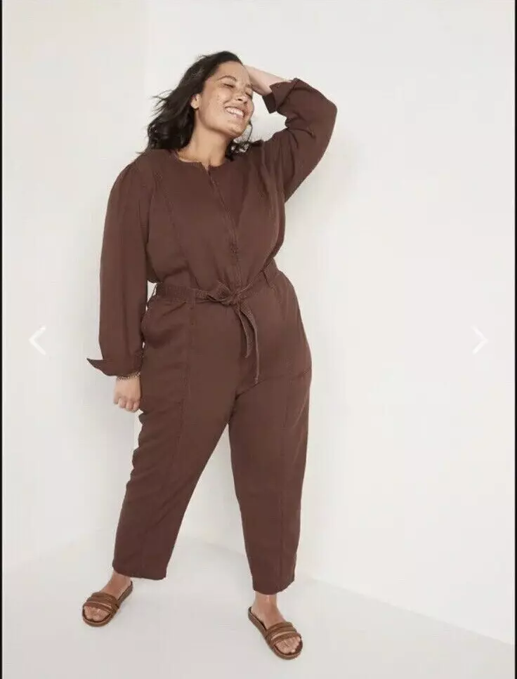 Old Navy NEW HARD-TO-FIND Women's Long-Sleeve Zip-Front Cropped Utility  Jumpsuit | eBay