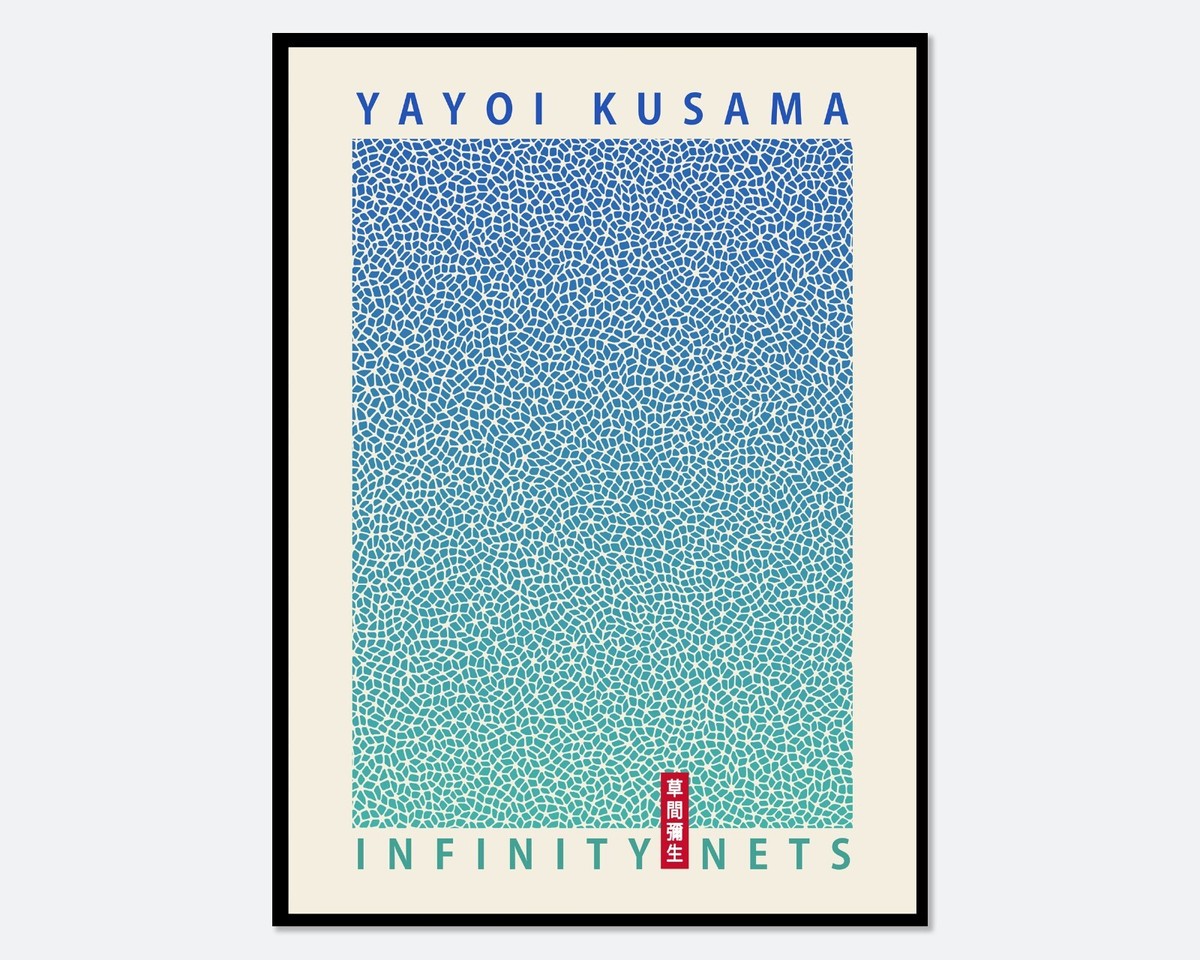 ネネット　Ne-net  アートパネル Yayoi Kusama Infinity Nets Blue Aqua Poster Japanese Wall