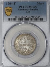 1904-F Germany Empire 1 Mark, PCGS MS65