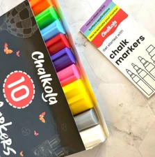 Chalkola 10 Pack Liquid Chalk Art Markers with Gold & Silver - 6 mm Tip