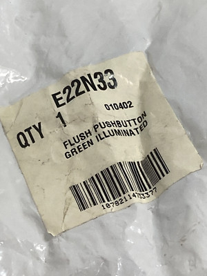 CUTLER HAMMER E22N33 PUSHBUTTON OPERATOR FLUSH GREEN ILLUMINATED NIB