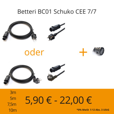 Betteri BC01 auf Schuko Kabel Solar Wechselrichter Hoymiles Deye Balkonkraftwerk