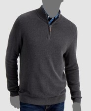 65 Club Room Men's Gray 1/4-Zip Textured Long Sleeve Cotton Sweater Size Large