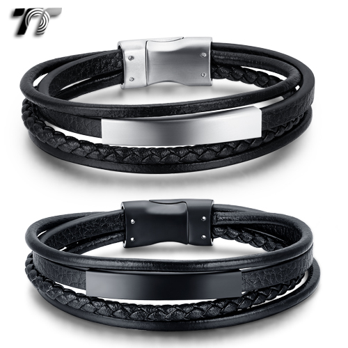 TT Genuine Leather 316L S.Steel ID Magnet Buckle Bracelet 21