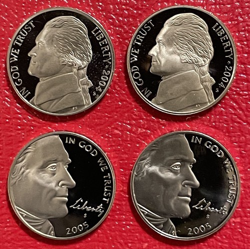 2004 - 2005 S Jefferson Nickel Proof Westward Journey 4 Coin Run Bison Ocean + - Picture 4 of 4